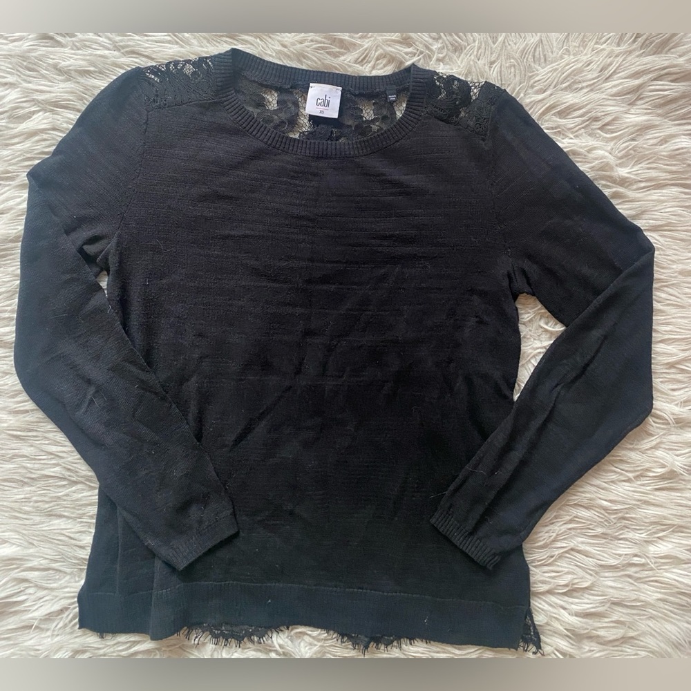 Cabi Black Lace Detail Women's Top